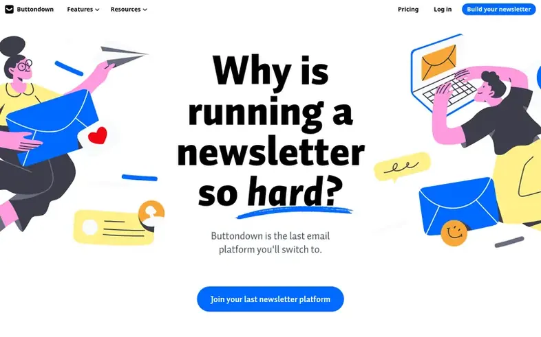 Screenshot of the Buttondown homepage