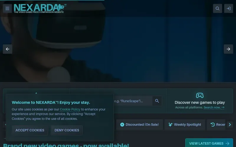 Screenshot of the NEXARDA™ homepage