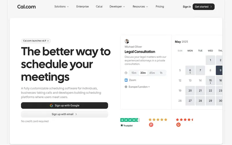 Screenshot of the Cal.com® homepage